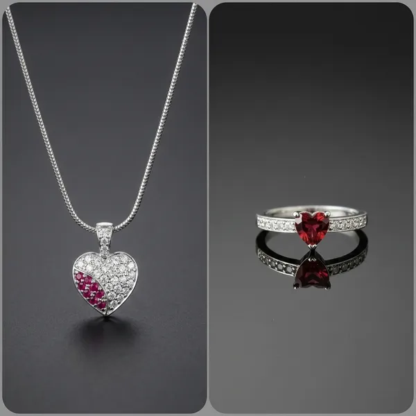 Sparkling_Heart_Necklace_And_Ring_Set__Silver_Tone_Jewellery_Combo_Pack_Of_2