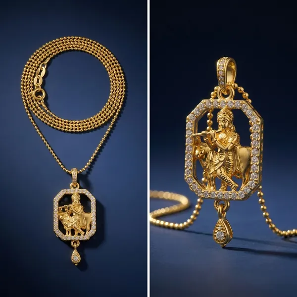 Elegant_Gold_Plated_Krishna_Pendant_With_Chain