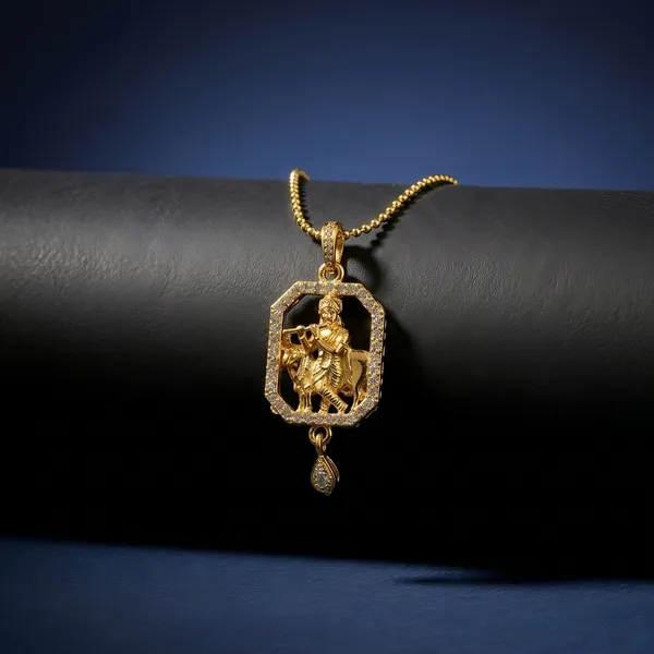 Elegant_Gold_Plated_Krishna_Pendant_With_Chain