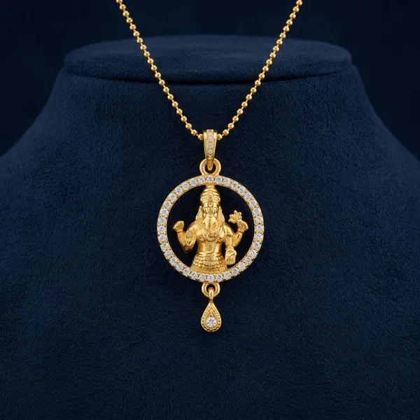 Traditional_Gold_Plated_Goddess_Pendant_Necklace_With_Crystal_Border.