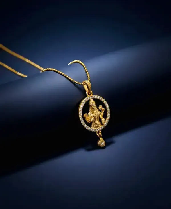 Traditional_Gold_Plated_Goddess_Pendant_Necklace_With_Crystal_Border.