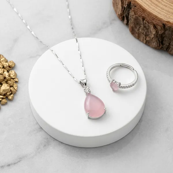 Elegant_Pink_Gemstone_Pendant_Necklace_With_Matching_Ring_Set_Pack_Of_2