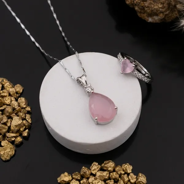 Elegant_Pink_Gemstone_Pendant_Necklace_With_Matching_Ring_Set_Pack_Of_2