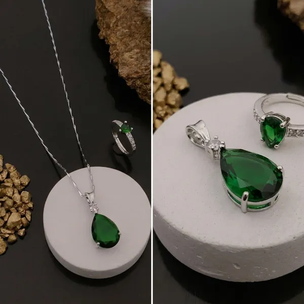 Elegant_Emerald_Green_Teardrop_Pendant_Necklace_With_Matching_Ring_Pack_Of_2
