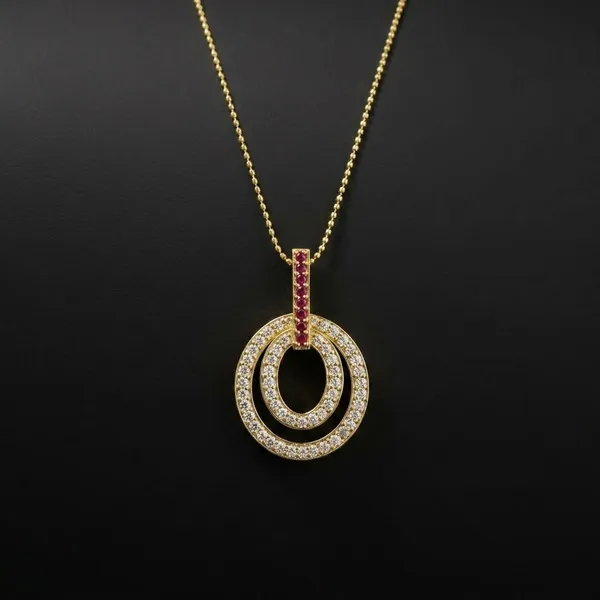 Gold_Plated_Double_Circle_Pendant_Necklace_With_Pink_And_White_Stones.
