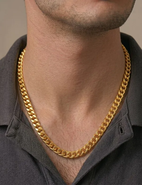 Gold_Plated_Mixed_Link_Chain_Necklace_For_Men