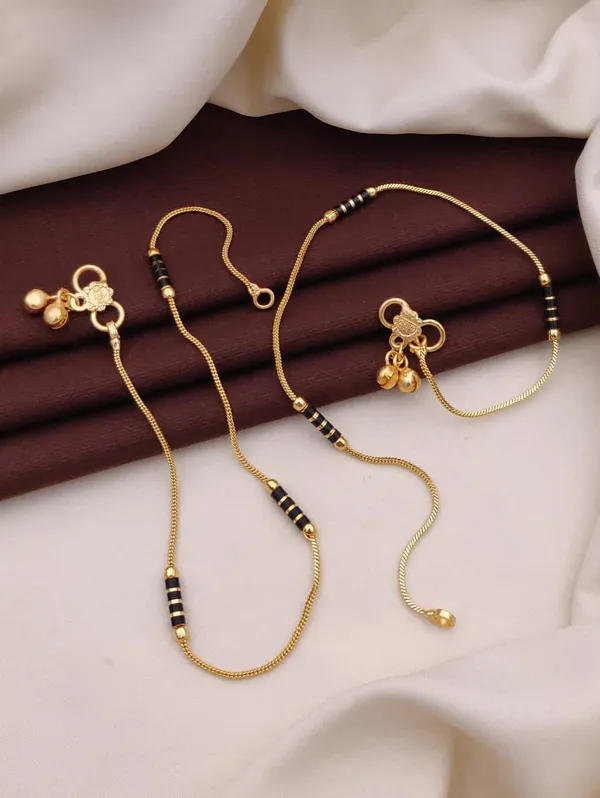 Gold_Plated_Black_Beaded_Chain_Anklet_Pair_With_Decorative_Charms.