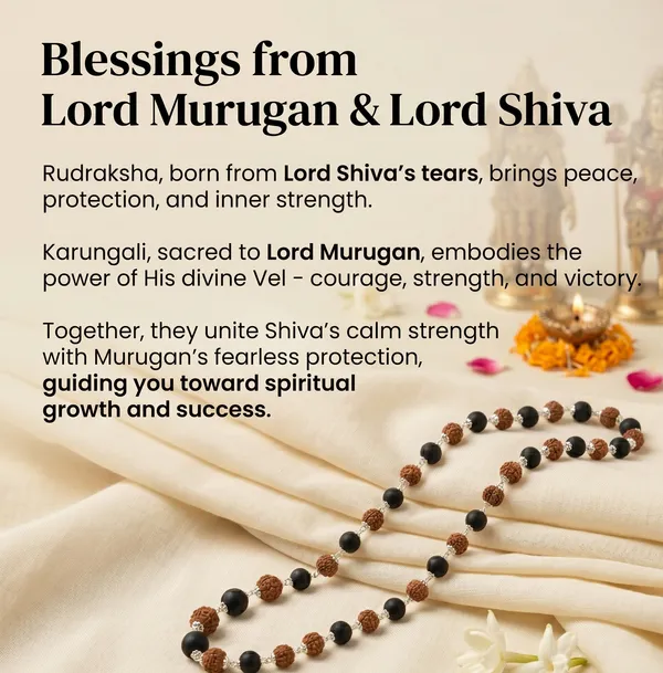 Sacred_Divya_Raksha_Rudraksha_Karungali_Mala_Silver_Capped_108_Bead_Meditation_Necklace_|_Balance_&_Protection