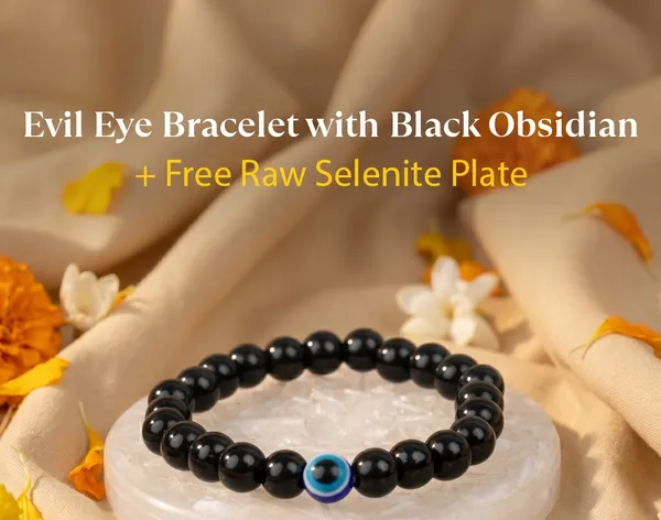 Elegant_Black_Obsidian_Evil_Eye_Bracelet_With_Free_Raw_Selenite_Plate_|_Balance_&_Protection