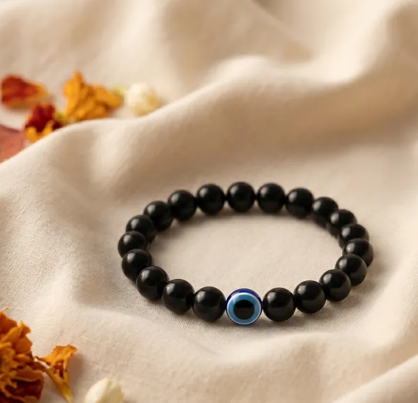 Elegant_Black_Obsidian_Evil_Eye_Bracelet_With_Free_Raw_Selenite_Plate_|_Balance_&_Protection