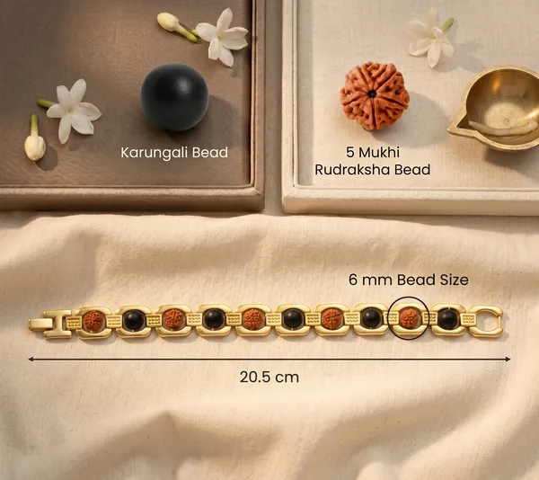 Minimalist_Metal_Ruduraksha_And_Karungali_Bracelet_Gold_|_Balance_&_Protection
