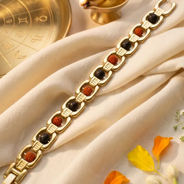 Minimalist_Metal_Ruduraksha_And_Karungali_Bracelet_Gold_|_Balance_&_Protection