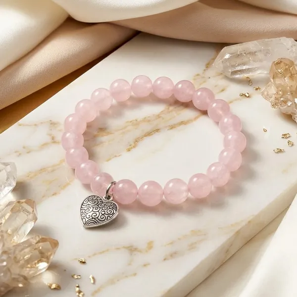 Divine_Rose_Quartz_Heart_Charm_Bracelet_8Mm_Natural_Crystal_Healing_Bracelet_For_Love_Self_Care_|_Healing_&_Clarity