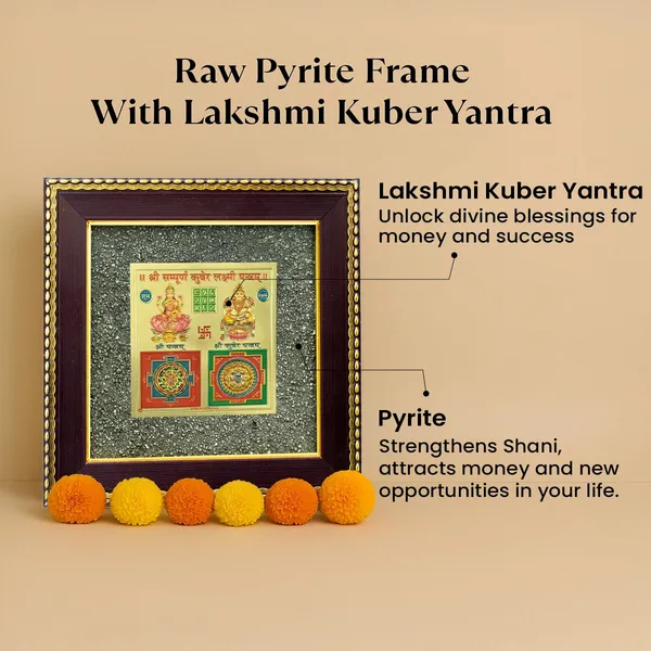 Classic_Lakshmi_Kuber_Yantra_On_Raw_Pyrite_Frame_Non_Siddh_|_Wealth_&_Success