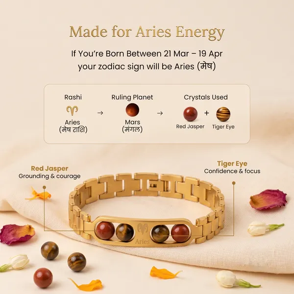 Aries_Zodiac_Golden_Metal_Gemstone_Bracelet