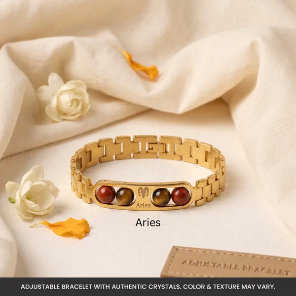 Aries_Zodiac_Golden_Metal_Gemstone_Bracelet