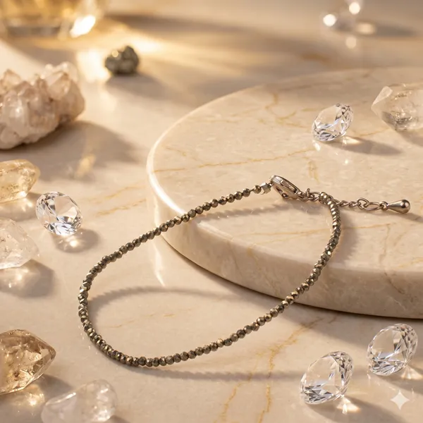 Divine_Pyrite_Anklet_With_Free_Rose_Quartz_Chips_Bracelet_Maha_Lakshmi_Siddhi_|_Wealth_&_Success_(Pack_Of_2_)