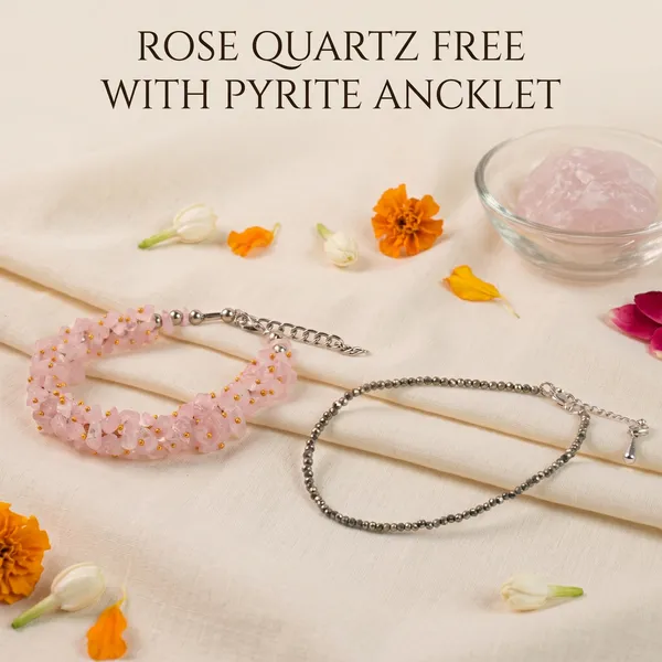 Divine_Pyrite_Anklet_With_Free_Rose_Quartz_Chips_Bracelet_Maha_Lakshmi_Siddhi_|_Wealth_&_Success_(Pack_Of_2_)