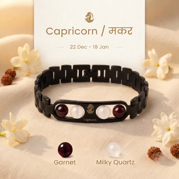 Capricorn_Zodiac_Metal_Bracelet_–_Garnet_&_Milky_Quartz_|_GemsForever