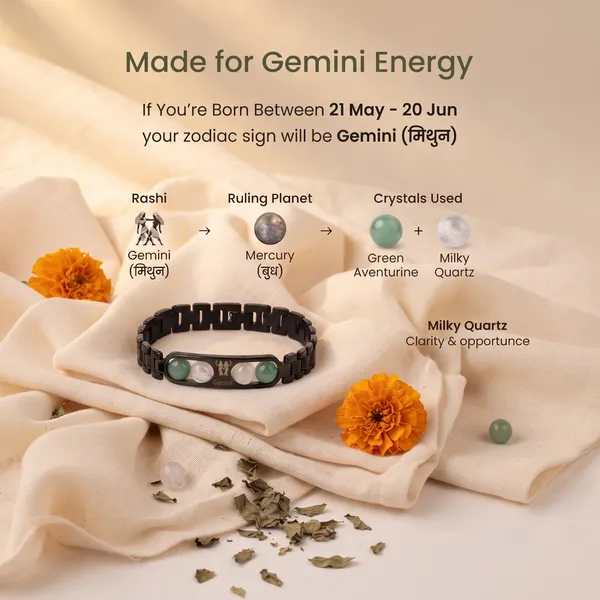 Gemini_Zodiac_Metal_Bracelet_–_Green_Aventurine_&_Milky_Quartz_|_GemsForever