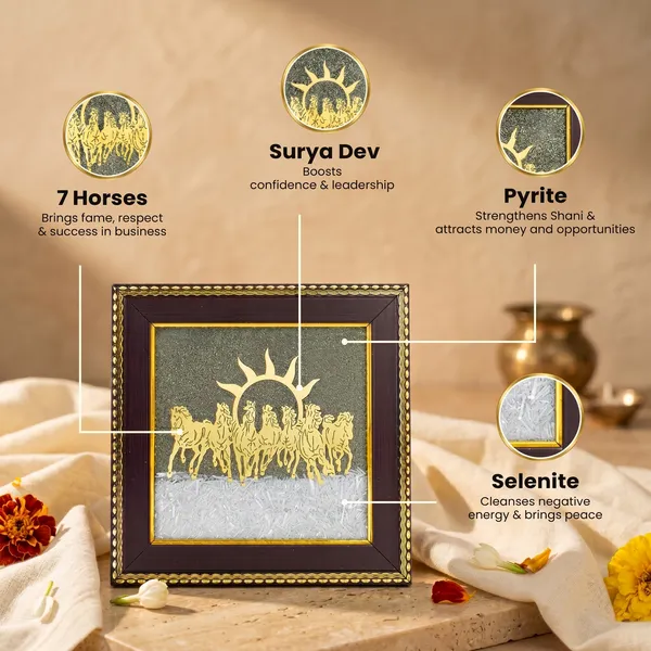 Classic_7_Horses_On_Pyrite_Selenite_Dust_Frame_|_Wealth_&_Success