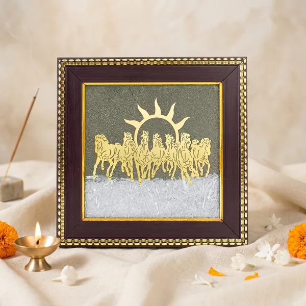 Classic_7_Horses_On_Pyrite_Selenite_Dust_Frame_|_Wealth_&_Success