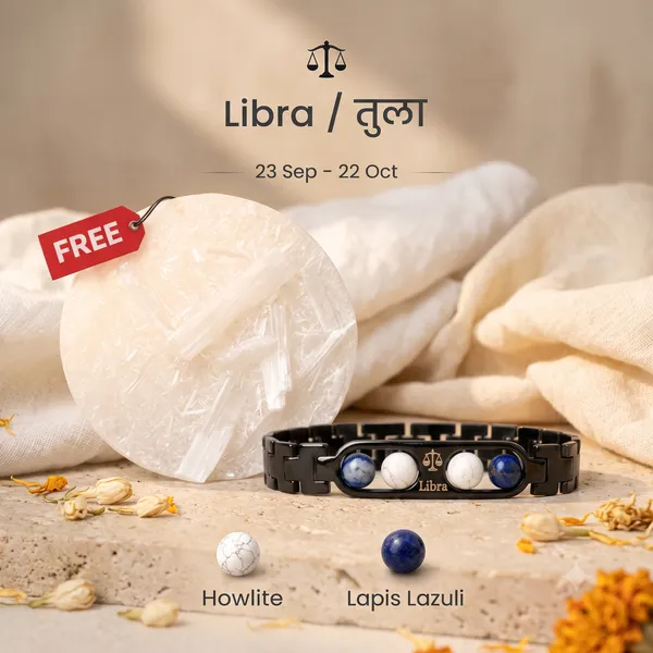 Libra_Zodiac_Black_Metal_Bracelet_with_Free_Selenite_Charging_Plate_Howlite_&_Lapis_Lazuli_