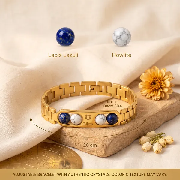 Libra_Zodiac_Golden_Metal_Gemstone_Bracelet