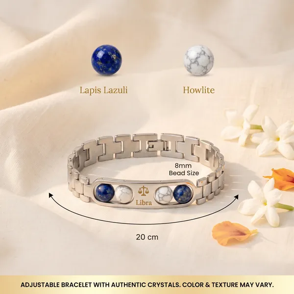 Libra_Zodiac_Silver_metal__Gemstone_Bracelet