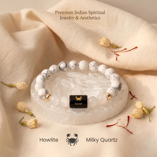 Classic_Cancer_Zodiac_Howlite_Milky_Quartz_Bracelet_Poornima_Energized_|_Personal_Alignment_&_Strength