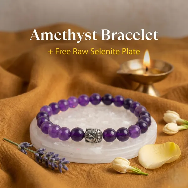 Authentic_Amethyst_Bracelet_With_Free_Raw_Selenite_Plate_|_Healing_&_Clarity