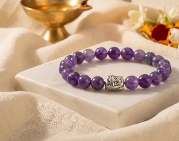 Authentic_Amethyst_Bracelet_With_Free_Raw_Selenite_Plate_|_Healing_&_Clarity