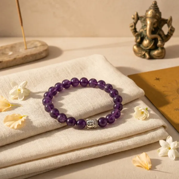 Authentic_Amethyst_Bracelet_With_Free_Raw_Selenite_Plate_|_Healing_&_Clarity