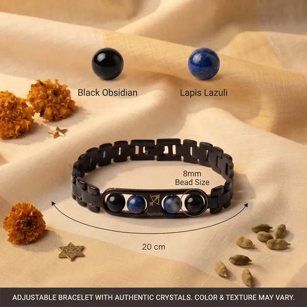 Sagittarius_Zodiac_Metal_Bracelet_–_Black_Obsidian_&_Lapis_Lazuli_|_GemsForever