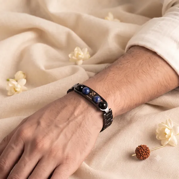 Sagittarius_Zodiac_Metal_Bracelet_–_Black_Obsidian_&_Lapis_Lazuli_|_GemsForever