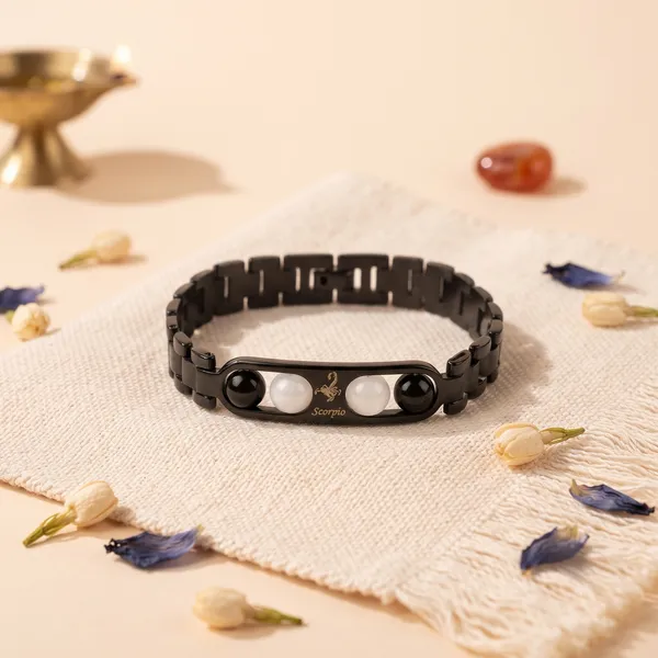 Scorpio_Zodiac_Metal_Bracelet_–_Black_Obsidian_&_Milky_Quartz_|_GemsForever