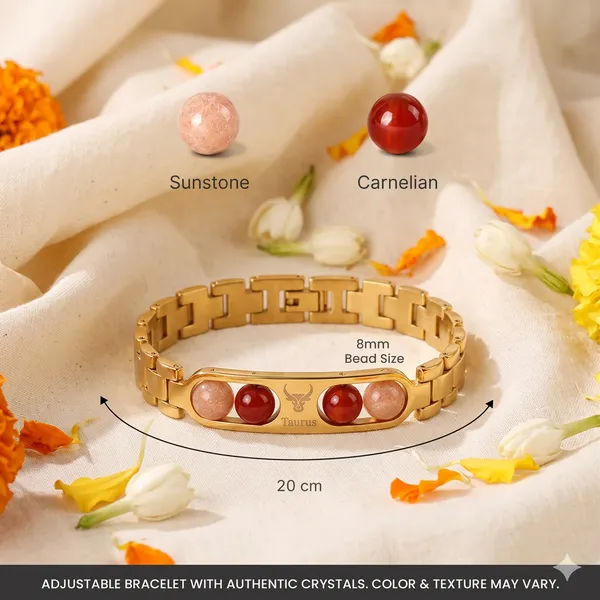 Taurus_Zodiac_Gold_Bracelet_–_Sunstone_&_Carnelian