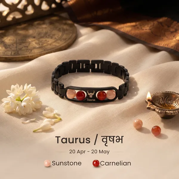 Taurus_Zodiac_Metal_Bracelet_–_Sunstone_&_Carnelian_|_GemsForever