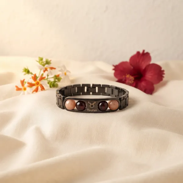Taurus_Zodiac_Metal_Bracelet_–_Sunstone_&_Carnelian_|_GemsForever