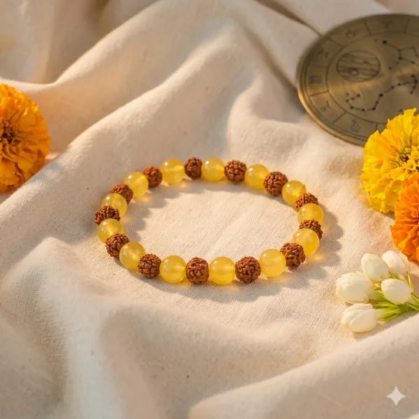 Elegant_Yellow_Aventurine_With_5_Mukhi_Rudraksha_Bracelet_|_Balance_&_Protection