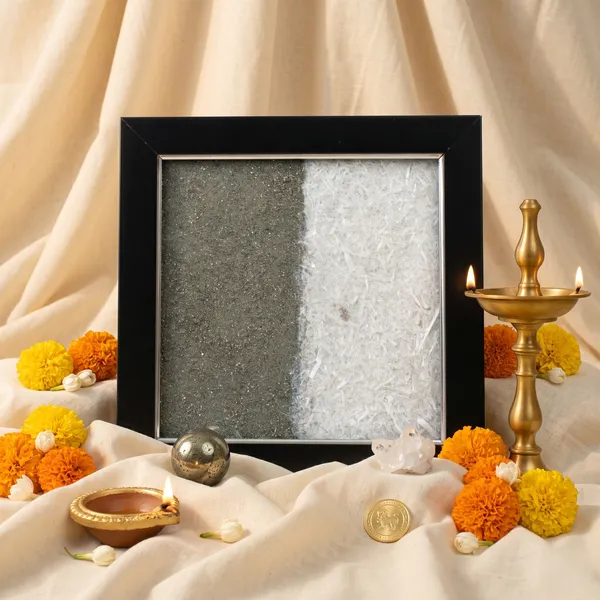 Minimalist_Dhan_Varsha_Frame_With_Pyrite_Selenite_|_Wealth_&_Success