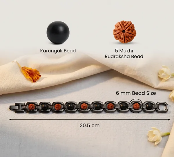 Divine_Metal_Rudraksha_And_Karungali_Bracelet_Black_|_Balance_&_Protection