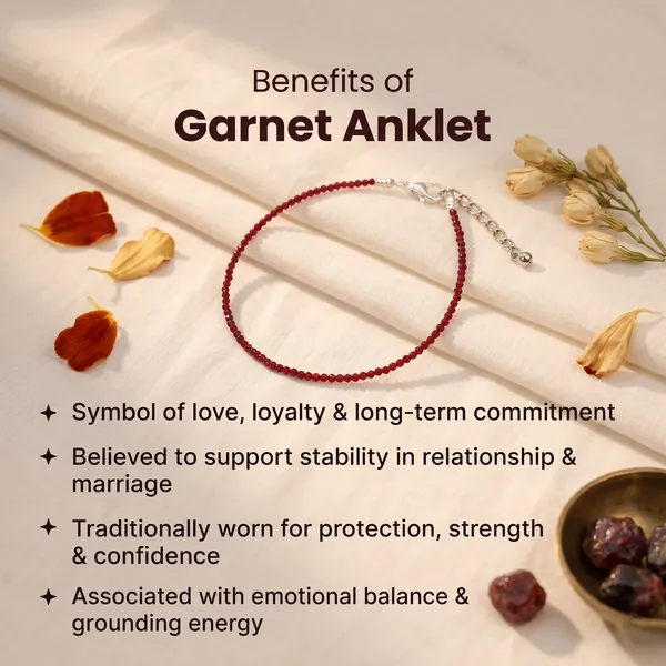 Elegant_Garnet_Anklet_With_Free_Raw_Selenite_Plate_|_Healing_&_Clarity