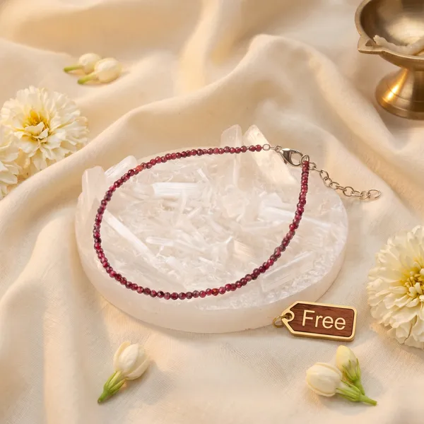 Elegant_Garnet_Anklet_With_Free_Raw_Selenite_Plate_|_Healing_&_Clarity