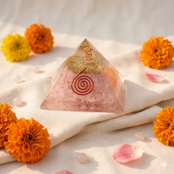 Powerful_Rose_Quartz_Pyramid_With_Free_Raw_Square_Selenite_Plate_|_Healing_&_Clarity