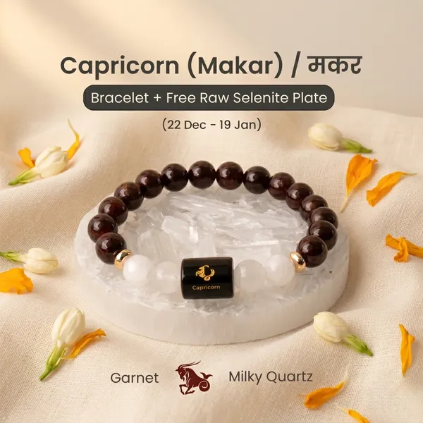Classic_Capricorn_Zodiac_Garnet_Milky_Quartz_Bracelet_Standard_|_Personal_Alignment_&_Strength