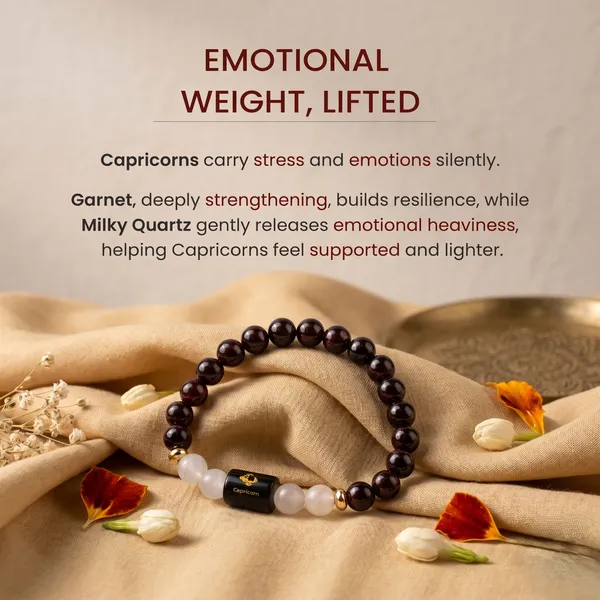 Classic_Capricorn_Zodiac_Garnet_Milky_Quartz_Bracelet_Standard_|_Personal_Alignment_&_Strength