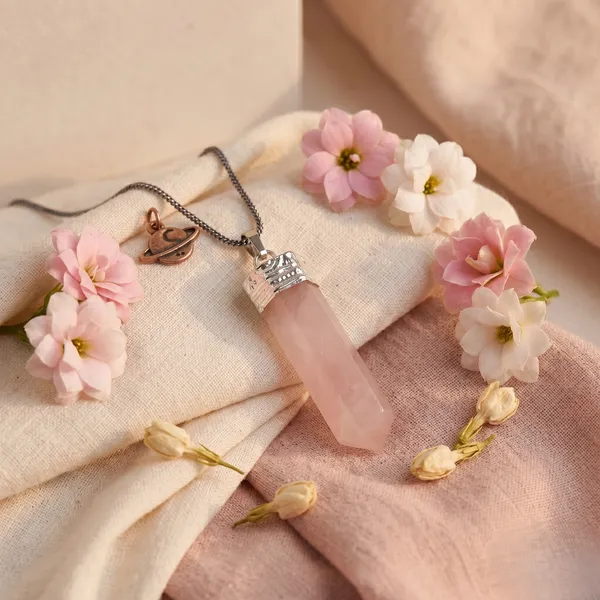 Minimalist_Rose_Quartz_Chips_Bracelet_With_Free_Rose_Quartz_Pencil_Pendant_|_Healing_&_Clarity_(Pack_Of_2_)