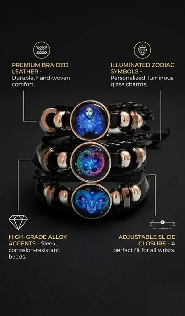 Vyralu_Black_And_Blue_Faux_Leather_Pisces_Zodiac_Glass_Charm_Braided_Bracelet