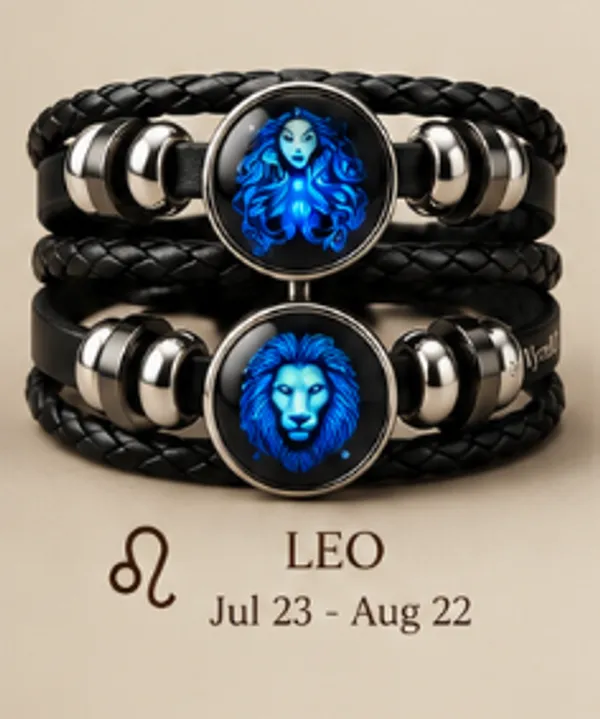 Vyralu_Black_And_Blue_Faux_Leather_Leo_Zodiac_Glow_Glass_Charm_Bracelet_Set